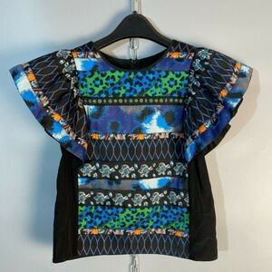 KENZO x H&M Womens Multicolored Patterned Silk Top Blouse Size US 4